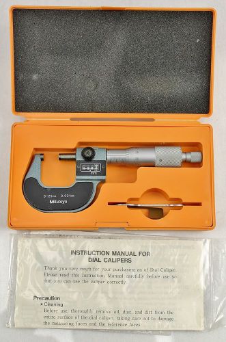Mitutoyo Digit Outside Micrometer #193-111 Dial Calipers 0-25mm 0.001mm