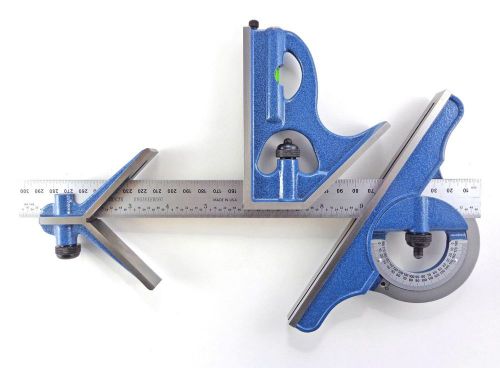 Blem cosmetic second pec 12&#034; 300 mm metric 4 pc combination square protractor for sale