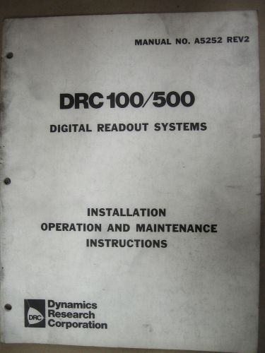DRC Digital Readout Systems Operators Manual for DRC 100/500
