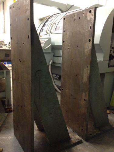 18&#034; X 48&#034; X 21&#034; Pair of Steel Fabricated Angle Plates Boring Mill Radial Drill.