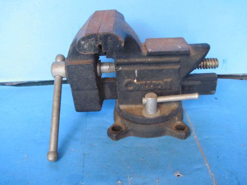 Vintage Cast Iron Oxwall 4&#034; Jaws Swivel Anvil Vise Hand Tool Made In Japan
