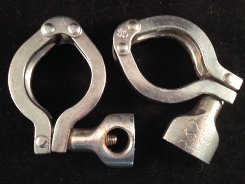 Lot of 2 Tri-Clover S/S Sanitary HD Flange Clamps 1-1/2&#034;