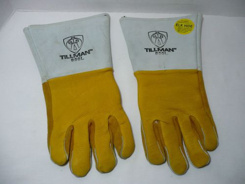 TILLMAN 850L Welding Gloves ELK Hide.  Grey &amp; Gold  14&#034;  Used but minimal use.