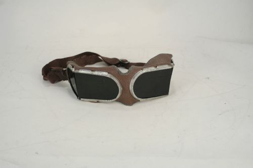 Welding goggles, vintage, dark glass lens, leather,fabric, elastic strap, Russia