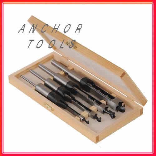 4 pc mortising chisel set - square auger morticer bits mortice square carpenter for sale