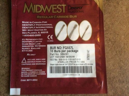 DENTSPLY / MIDWEST CARBIDE BURS # 557L FG - Pack of 10 BURS