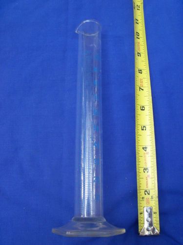 Vintage EXAX 100 mL Graduated Cylinder To Deliver Blue Scale Hex Base EXCELLENT