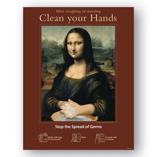 22&#034;W x 28&#034;H - Mona Lisa  Clean Your Hands 1 ea