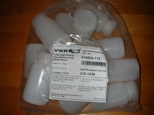 (12) twelve VWR High Density Polyethylene Wide Mouth Bottle 125ml 414004-112