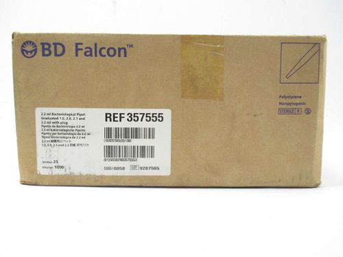 New bd biosciences ref 357555 falcon 2.2ml bacteriological pipet d423846 for sale