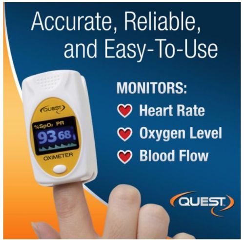 3-In-1 Deluxe Pulse Oximeter, Heart Rate, Oxygene Level&amp;Blood Flow, Fast Results