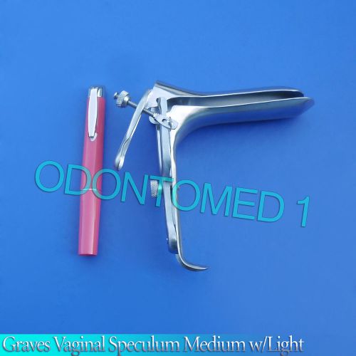 Graves Vaginal Speculum Medium w/Light Red Ob/Gyneclogy Instruments