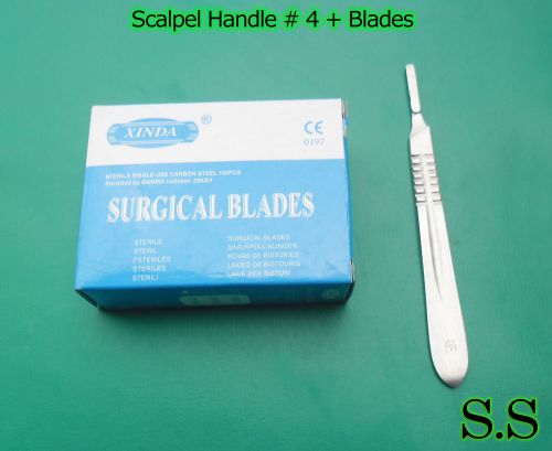 100 Scalpel Blades #22 + 1 Scalpel handle # 4