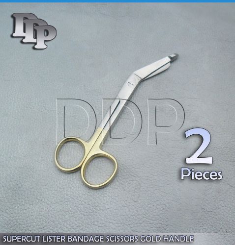 2 HIGH GRADE SUPERCUT LISTER BANDAGE SCISSORS 4.5&#034; WITH ONE SERRATED BLADE