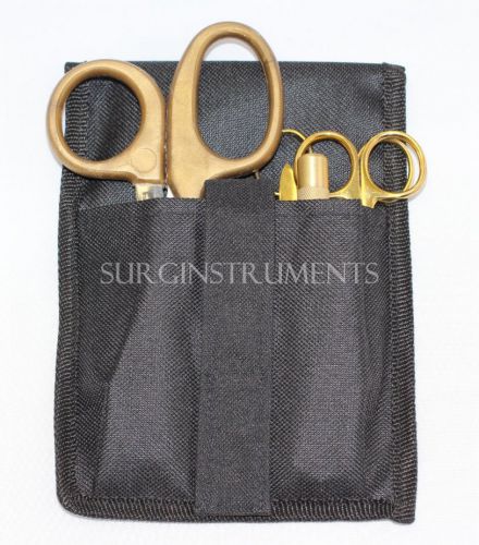 Shears emt/scissors combo pack w/holster golden scissors forceps window punch for sale
