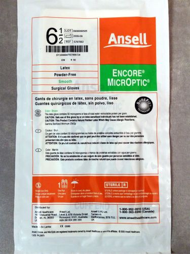 (67) New Ansell Encore MicrOptic Latex Free Surgical Gloves Size 6.5 Tattoo Exam