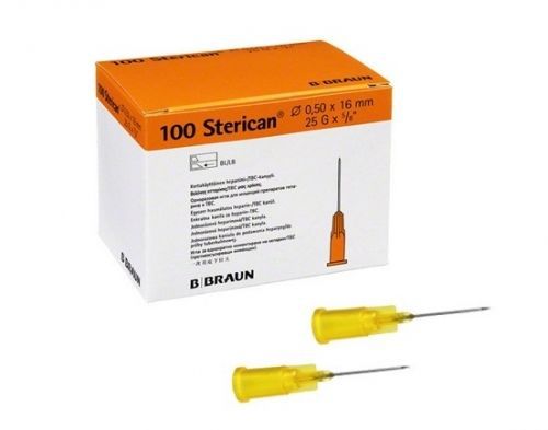 BBraun Sterican 25G x 5/8 Inch Orange Hypodermic Needle (Box of 100)