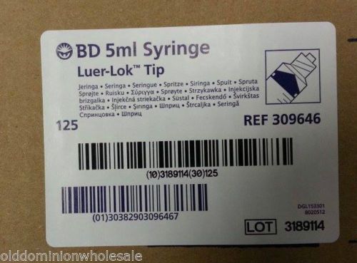 Lot of 25 bd 5ml luer-lok tip medical syringes sealed sterile w/o needle 309646 for sale