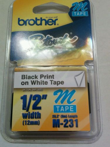 Brother P Touch Electronic Labeling System M Tape 1/2&#034; Width Black Print