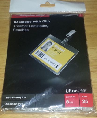 Swingline GBC UltraClear Thermal Laminating Pouches, Badge/ID Card Size With Cli
