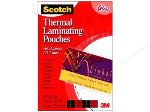 Scotch Thermal Laminating Pouch for Business Cards &amp; I.D. Cards - Quantity 20