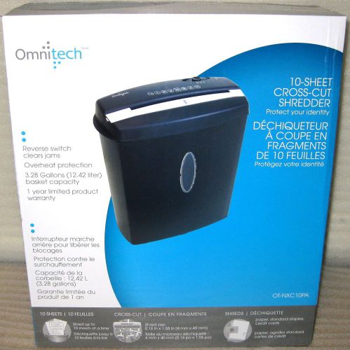 New Omnitech 10-Sheet CrossCut Paper Shredder Office Home w/ Overheat Protection