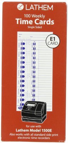 NEW Lathem Time Universal Time Card  White  100 per Pack (E100)