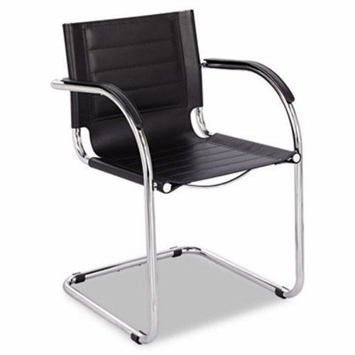 Safco Flaunt Series Guest Chair, Black Leather/Chrome (SAF3457BL)