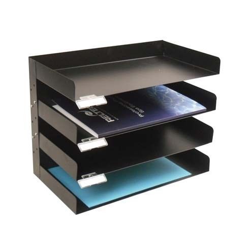 Italplast 4 Tier Metal Stationery Rack - Black  Code: I 402BLK desk top sorter