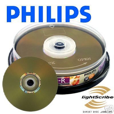 200 philips lightscribe printable 16x dvd-r recordable dvd disk + paper sleeves for sale