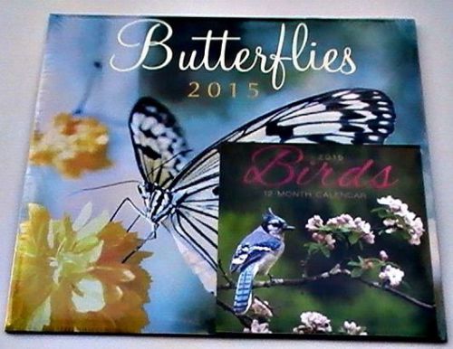 2015 12 Month Wall Calendar ~ Butterflies BONUS Smaller Bird Calendar NEW!