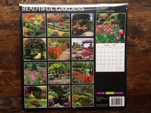 NEW 2015 16-Month Wall Calendar Beautiful Gardens