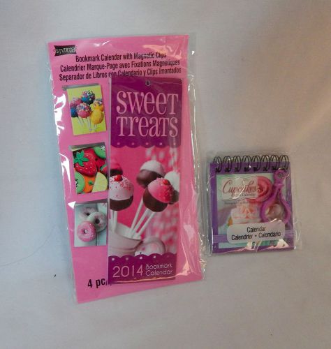 2014 Sweet Treats Bookmark Calendar &amp; mini 3&#034; by 3&#034; 12 month with keychain clip