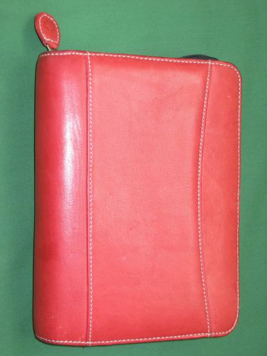 COMPACT ~1.0&#034;~ RED ~ GENUINE LEATHER Franklin Covey Planner ORGANIZER Binder 530