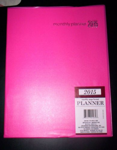 2015 Monthly Planner - PINK/FUSCHIA- COLOR~VINYL~~8&#034; X 10&#034;--NEW