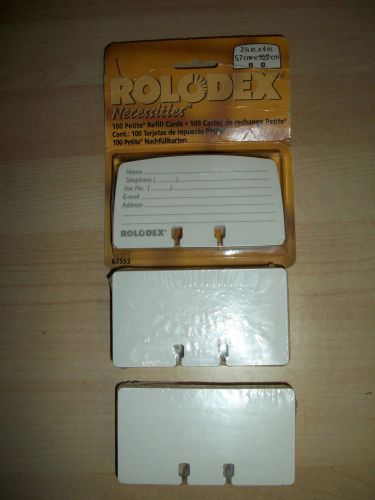 Rolodex Necessities 100 Petite Refill cards Size 2 1/4 x 4&#034; with 200 blank cards