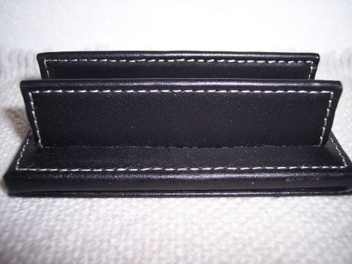 Black Leather COACH Business Card Holder for Desk with Lighter Stiching