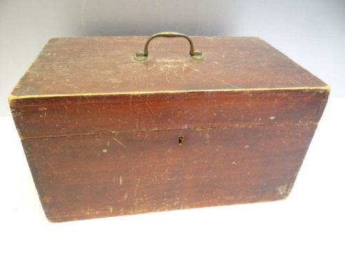 Vintage finger joint brass accent fabric lined wood document letter holder box for sale