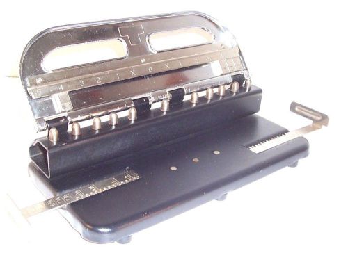 Paper punch vintage heavy duty metal &#034;mutual 300&#034;  adjustable 2,3,4 hole black for sale