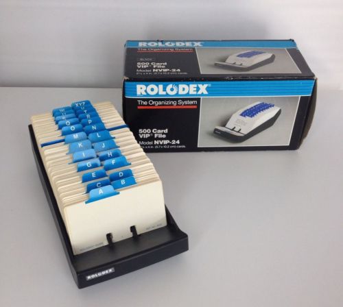 Vintage Rolodex Desk Card File Organizer Black Model NVIP-24 500 2 1/4&#034; x 4&#034; NIB