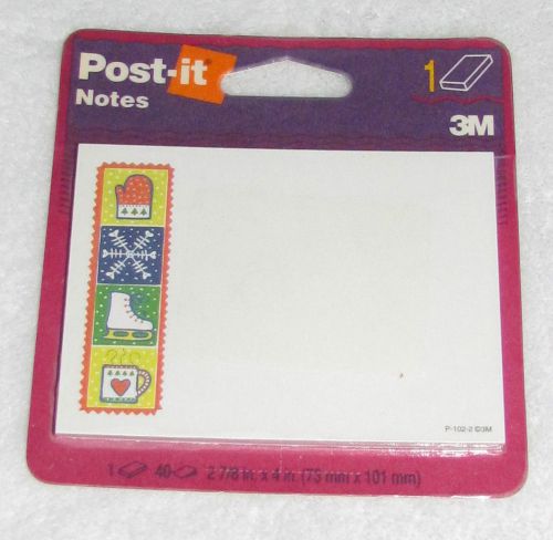 NEW! HTF 1996 3M POST-IT NOTES MITTEN SNOWFLAKE SKATE HOT COCOA DESIGN 40 SHEETS