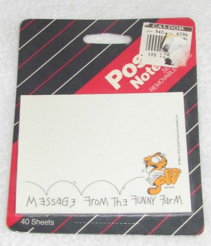 NEW! 1987 3M GARFIELD JIM DAVIS POST-IT NOTES PAD A MESSAGE FROM THE FUNNY FARM