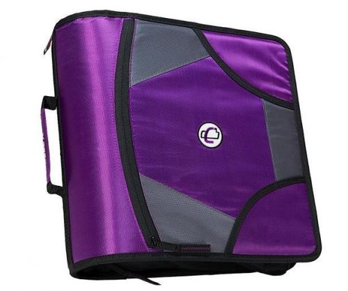 New case-it xl 3 ring d-ring 4 inch zipper binder with 5-tab file folder, purple for sale