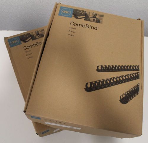 Lot of (2) GBC ComBind Spines 4200010, 1-1/2 &#034;320 Sheet Capacity Black
