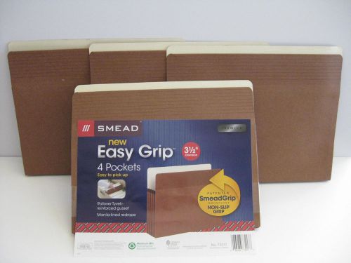 New smead easy grip 4-pocket folder - letter, 3.5&#034; expansion, redrope 73217 for sale