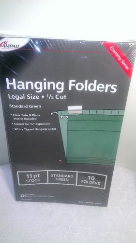 Ampad 16350 Hanging Folders Legal Size 1/5 Cut Standard Green - New and Sealed