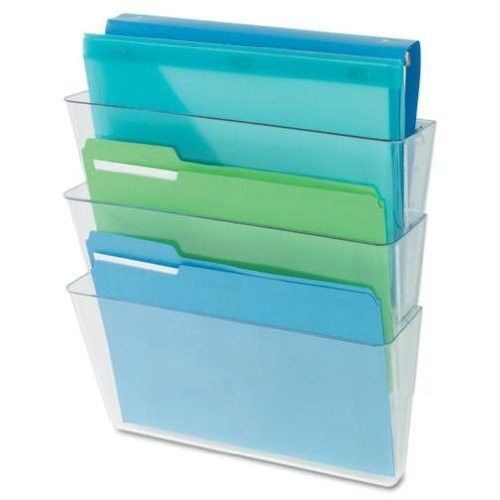 Universal Stack 3 Pocket Wall File Letter Desk Office Home Organizer Mail Clear