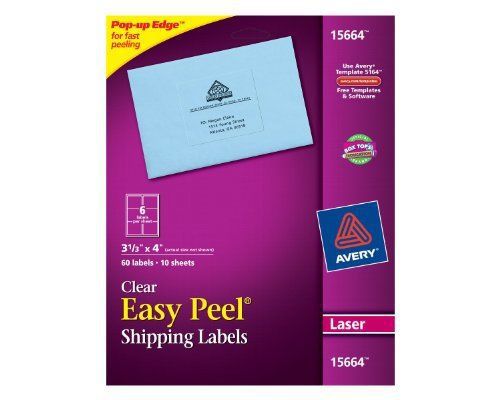 Avery Dennison 15664 Easy Peel Mailing Labels For Laser Printers, 3-1/2 X 4,