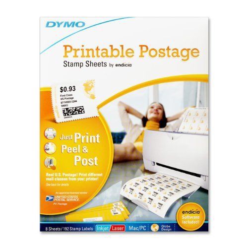 Dymo printable postage stamp label - 192 / pack - 24/sheet - laser, (dym1750042) for sale