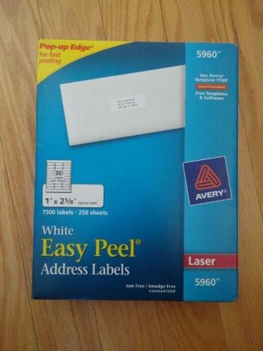 Avery address label 5960 - 1&#034; width x 2.62&#034; length 30/sheet 7500 labels for sale